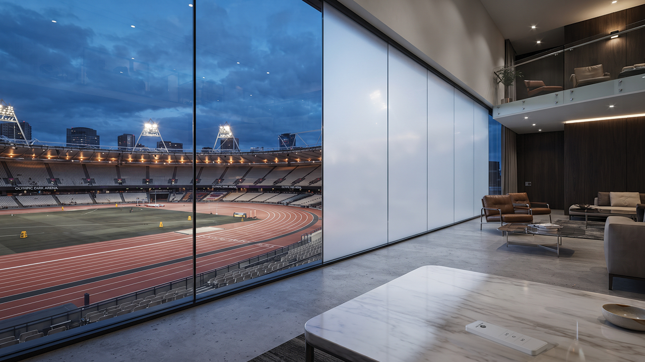 Switchable Glass For Modern Stadium.